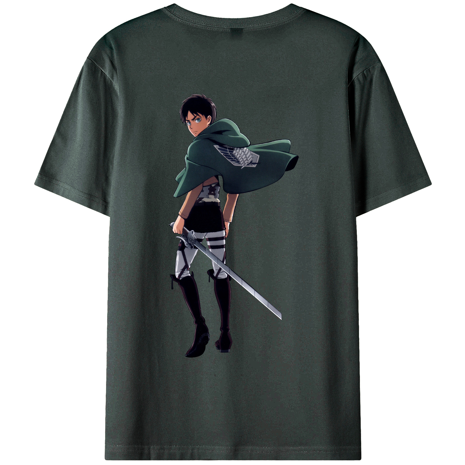 （画像用） 進撃の巨人 エレン･イェーガー Attack on Titan Eren Jäger 綿100％ メンズ半袖Tシャツ（バックプリント） 通気性